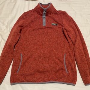 LL Bean Sweater Fleece Pullover Salmon Color